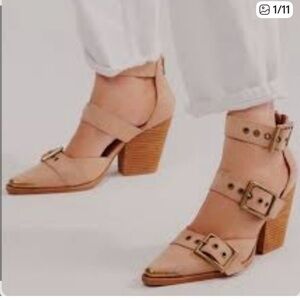 Jeffrey Campbell Tan Buckle Heels ( Hendrix heels)